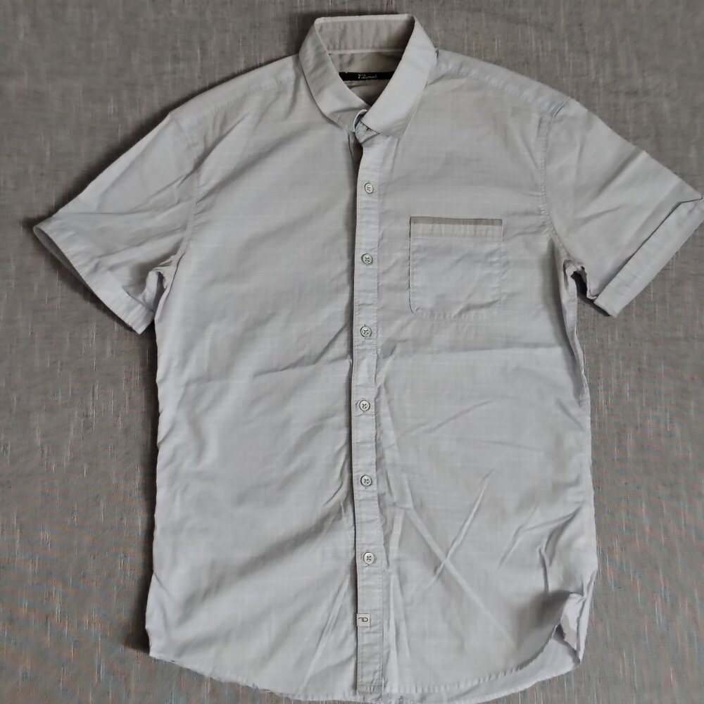 7 Diamonds Shirt Size Small Blue White Short Sleeve Button Down Western‎